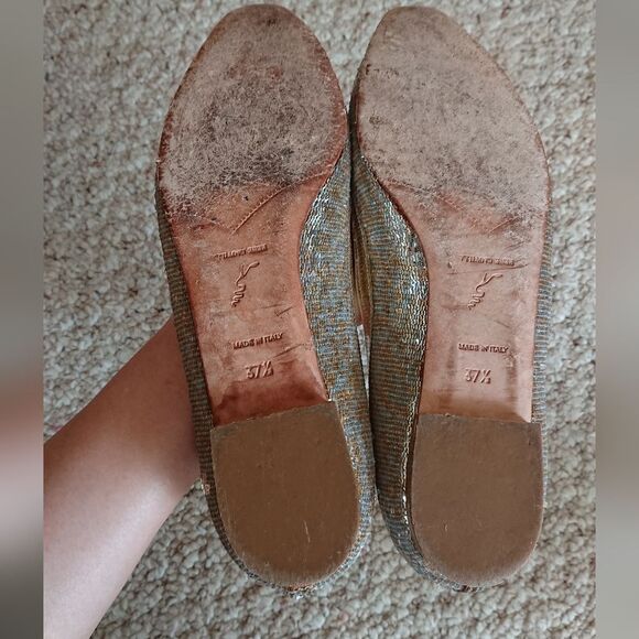 Rene Caovilla gold tone sequin satin ballet flat size 37.5 - Picture 16 of 16